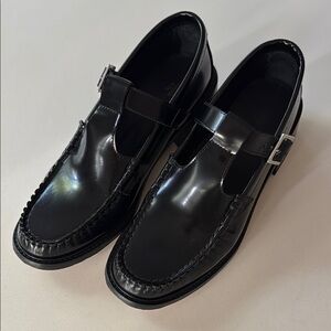 G.H. Bass & Co. Black Patent Leather T-Strap Loafers